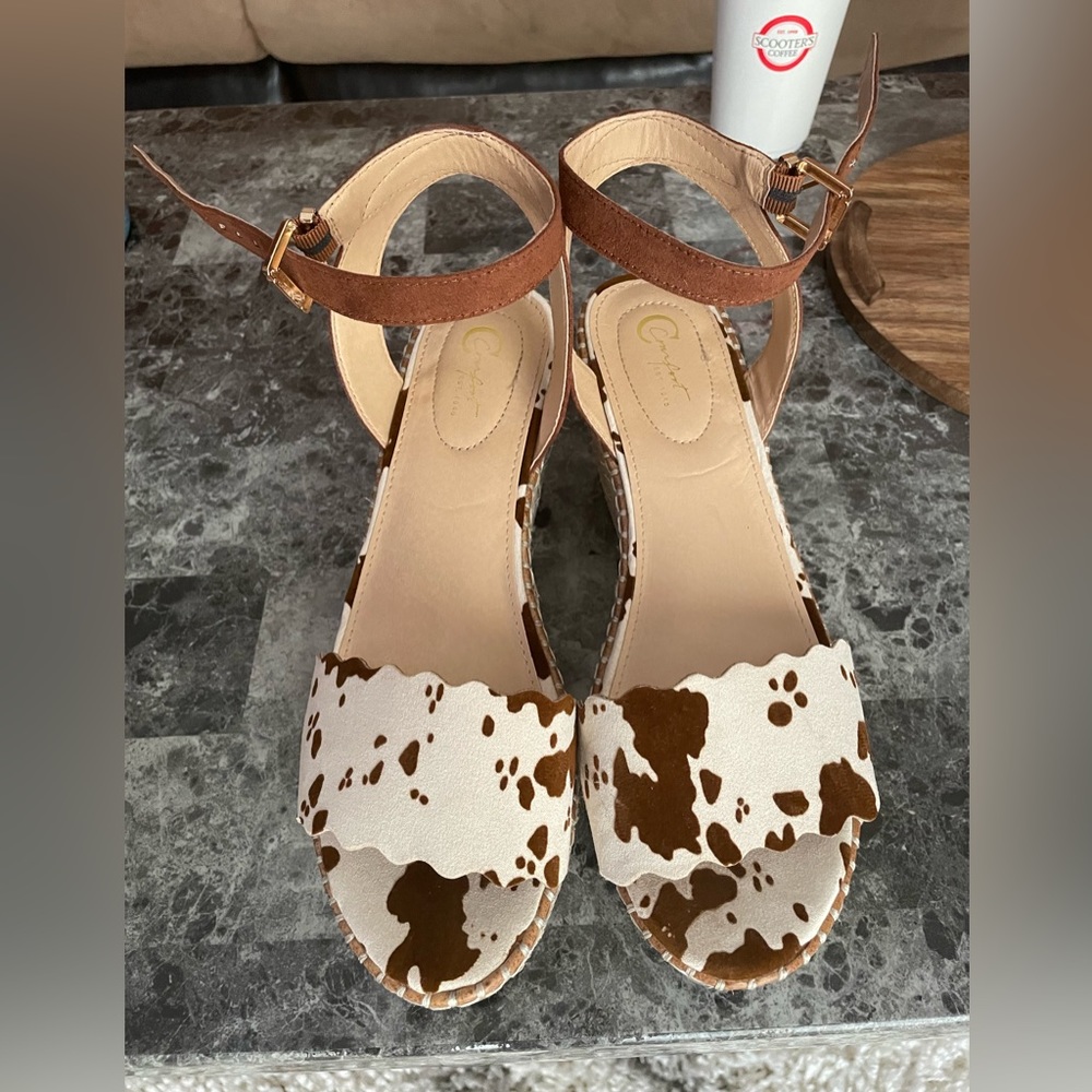 Cow print wedges